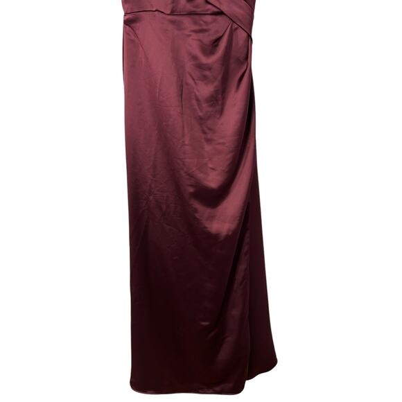 Morilee 21761 Silky Satin Slit Bridesmaid Dress Maxi Burgandy - Picture 6 of 9